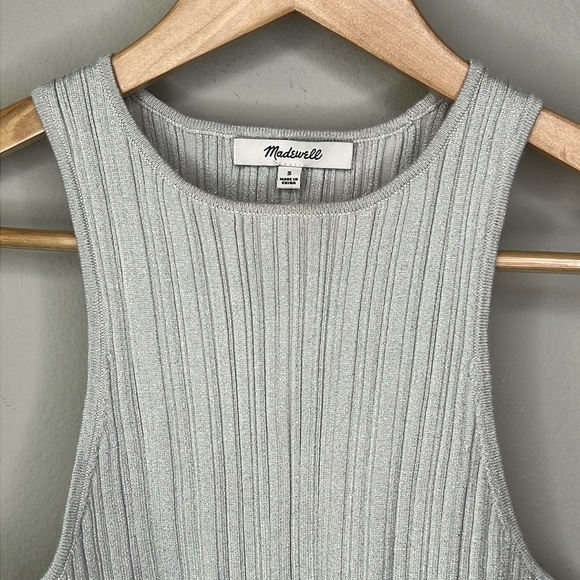 Madewell Lurex Phoebe Snowy Cutaway Tank in Light Gray Shimmer NWT! - Picture 4 of 7